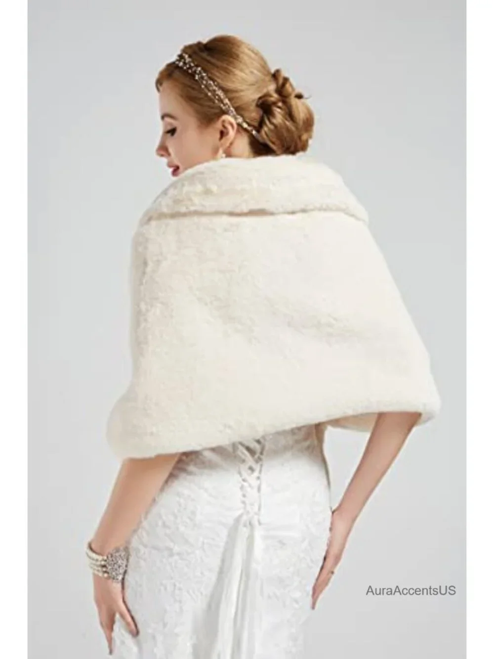 Faux Fur Collar Wrap Scarf Shawl Evening Cape Winter Cover Up
